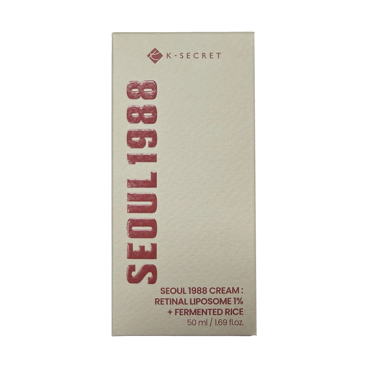 K-SECRET SEOUL 1988 Cream Retinal Liposome 1% + Fermented Rice (50 mL) — carton front