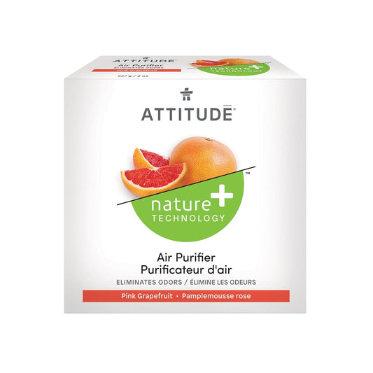 Product label for ATTITUDE Nature+ Air Purifier - Pink Grapefruit (227 grams)