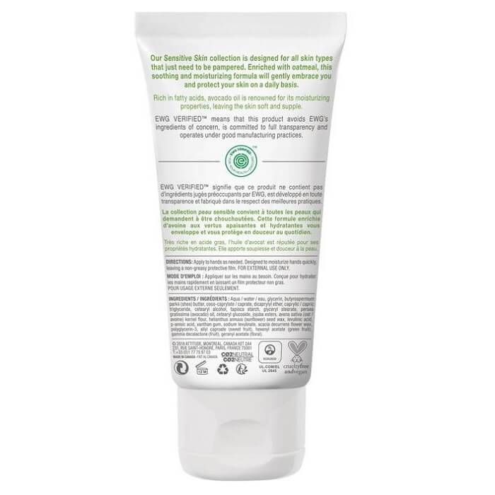 Description, ingredients, warnings for ATTITUDE Sensitive Skin Natural Hand Cream - Intense Nourishing - Avocado Oil (75 mL)