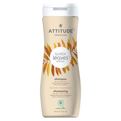 Product label for ATTITUDE Super Leaves Natural Shampoo - Volume & Shine (473 mL)