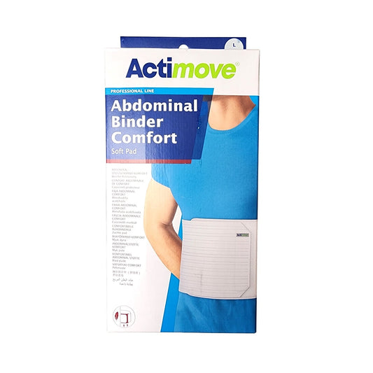 Product label for Actimove Abdominal Binder Comfort (Large)