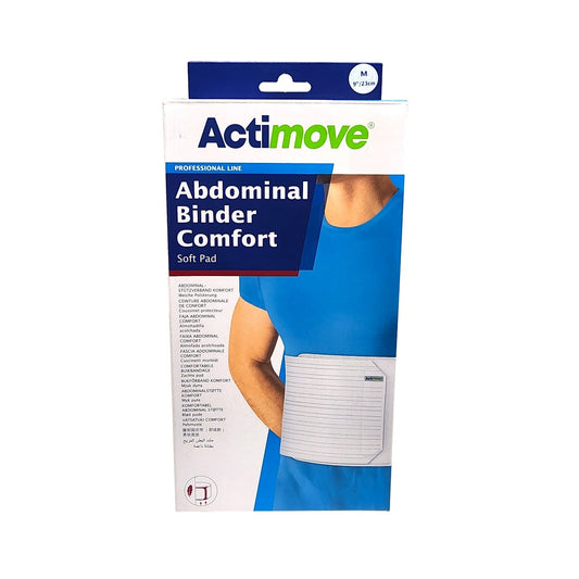 Product label for Actimove Abdominal Binder Comfort (Medium)