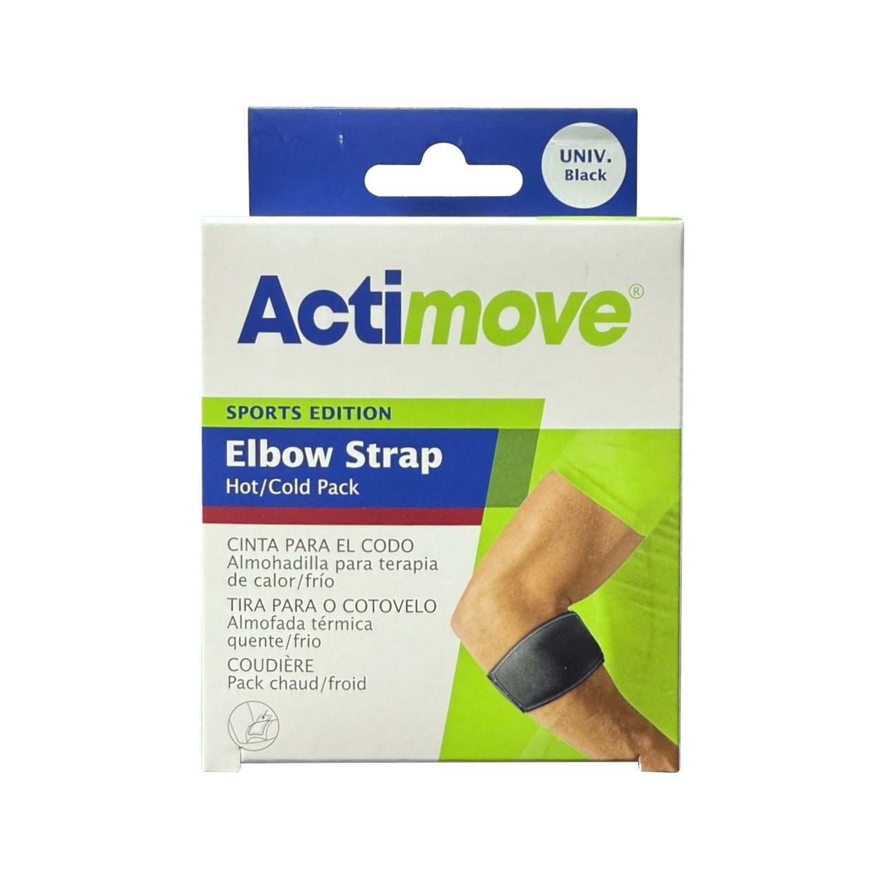 Product label for Actimove Adjustable Elbow Strap (Universal Size)