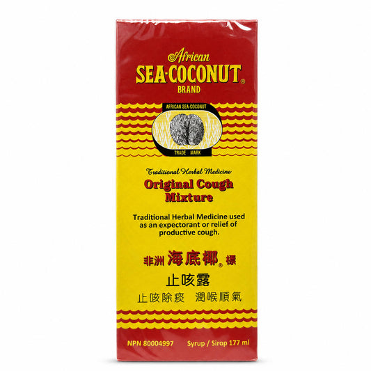 African Sea Coconut Brand Original Cough Mixture (177 mL) - Product Label EN CH