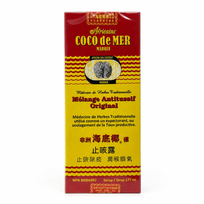 African Sea Coconut Brand Original Cough Mixture (177 mL) - Product Label FR CH