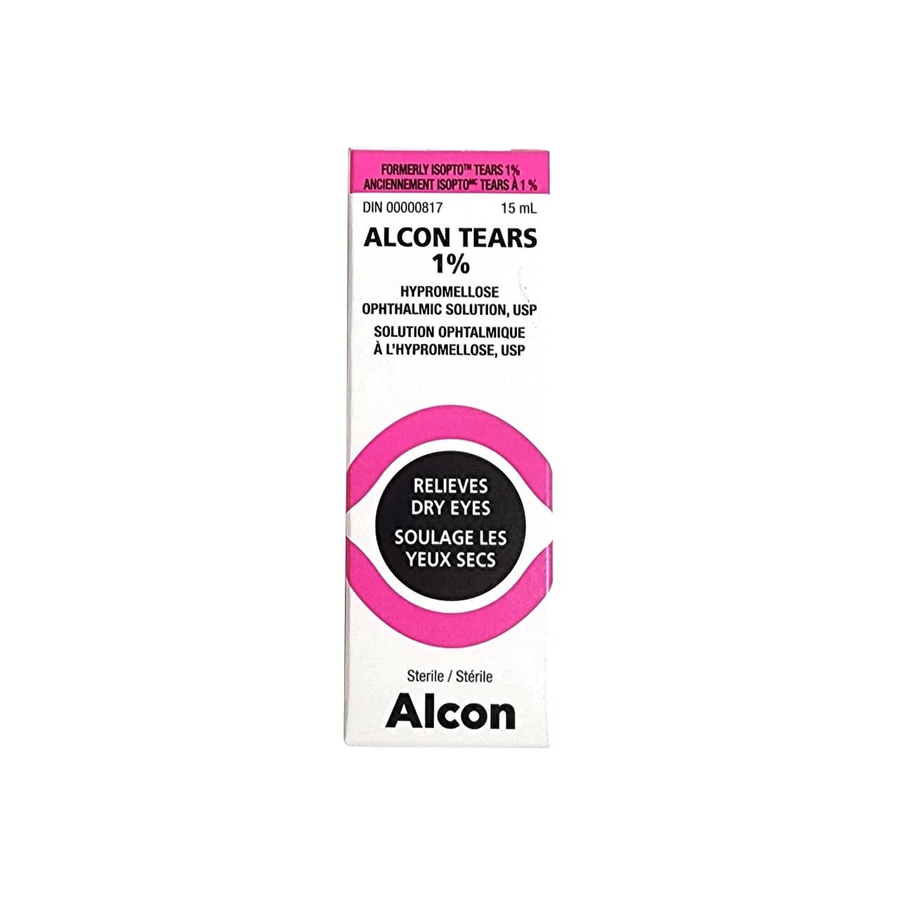 Product label for Alcon Tears 1% (15 mL)