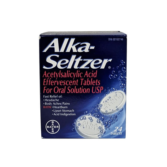 English product label for Alka-Seltzer Acetylsalicylic Acid Effervescent Tablets