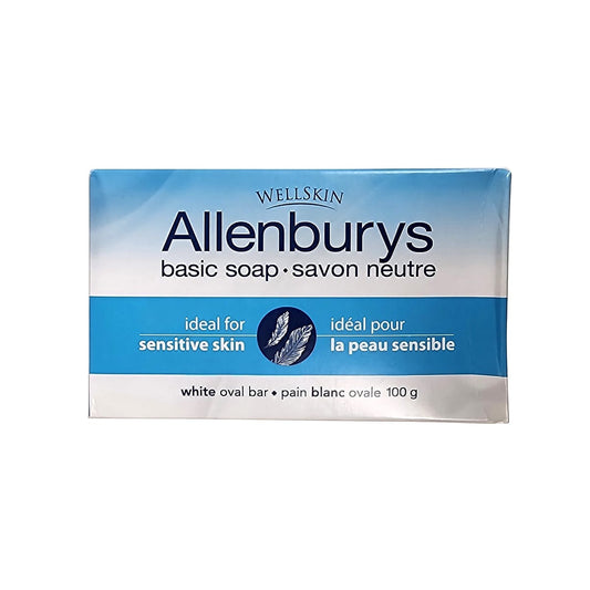Product label for Allenburys Original Soap for Sensitive Skin (100 grams)