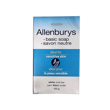 Product label for Allenburys Original Soap for Sensitive Skin (100 grams)