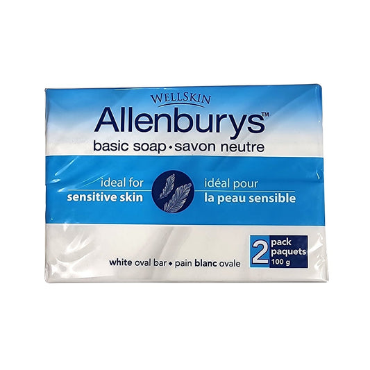 Product label for Allenburys Original Soap for Sensitive Skin (2 x 100 grams)