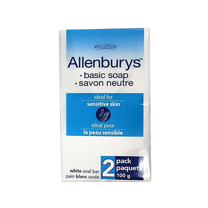 Product label for Allenburys Original Soap for Sensitive Skin (2 x 100 grams)