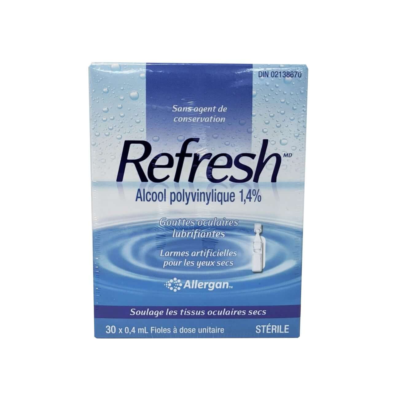 French product label for Allergan Refresh Lubricant Eye Drops