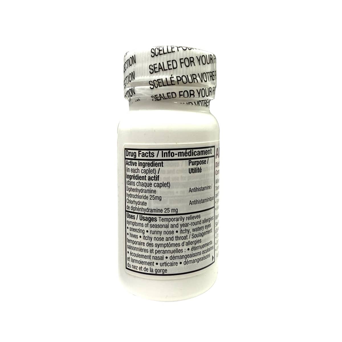 Product info for Allernix Diphenhydramine Hydrochloride 25 mg (100 caplets)