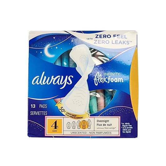 Product package for Always Infinity with FlexFoam Overnight Size 4