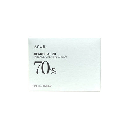 Product label for Anua Heartleaf 70% Intense Calming Cream (50 mL)