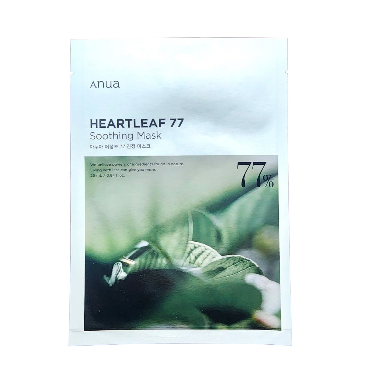 Product label for Anua Heartleaf 77% Soothing Mask (1 sheet)