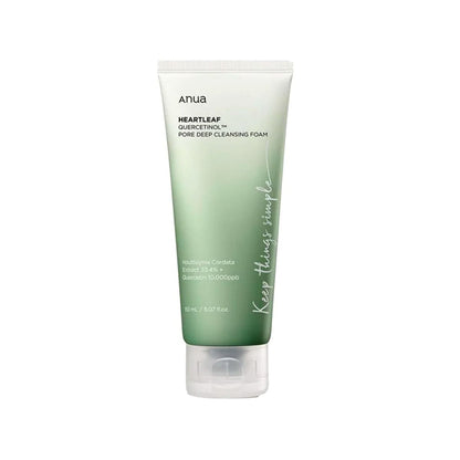 Product label for Anua Heartleaf Quercetinol Pore Deep Cleansing Foam (150 mL)