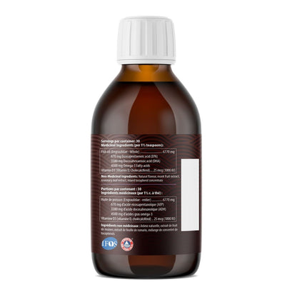 Ingredients for AquaOmega High DHA Omega-3 Grape Flavour Liquid (225 mL)