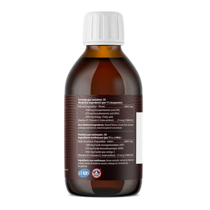 Ingredients for AquaOmega High EPA Omega-3 Orange Flavour Liquid (225 mL)