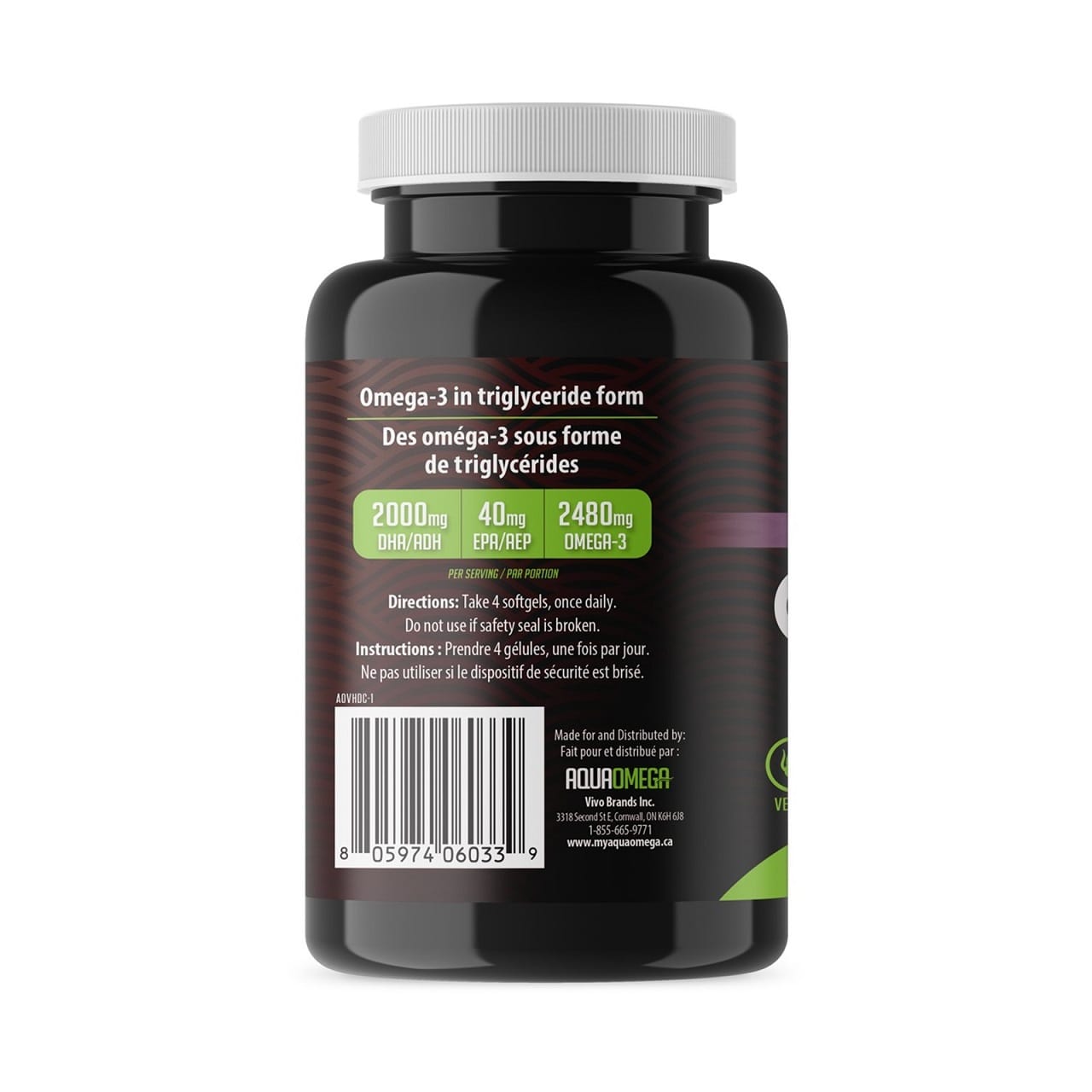 Directions for AquaOmega High DHA Plant-Based Omega-3 Vegan Softgels (120 softgels)