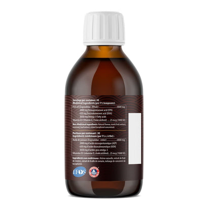 Ingredients for AquaOmega Standard Omega-3 Orange Flavour Liquid (225 mL)