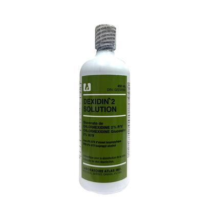 Product label for Atlas Dexidin 2 Solution (450 mL)