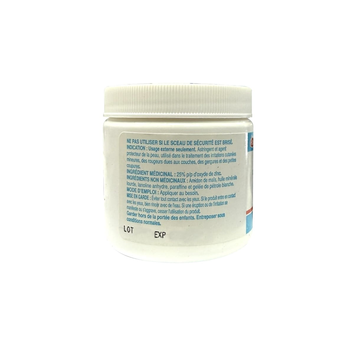 Indication, ingredients, directions, warnings for Atlas Ilhe's Paste 25% Zinc Oxide Paste (125 grams) in French