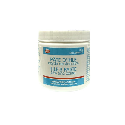 Product label for Atlas Ilhe's Paste 25% Zinc Oxide Paste (125 grams)