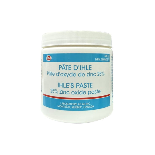 Product label for Atlas Ilhe's Paste 25% Zinc Oxide Paste (500 grams)