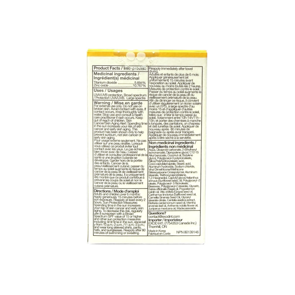 Ingredients, uses, warnings, directions for Atopalm Outdoor Sun Milk SPF50+ PA++++ (55 grams)