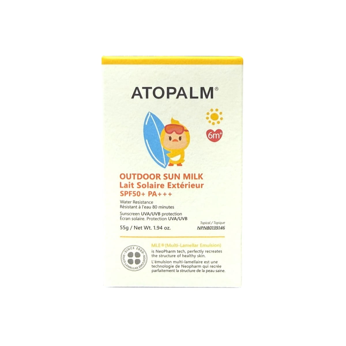 Box for Atopalm Outdoor Sun Milk SPF50+ PA++++ (55 grams)