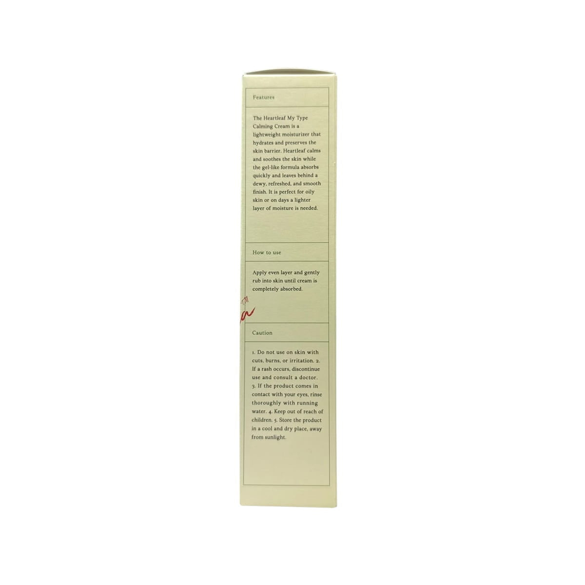 Features, how to use, caution for Axis-y Heartleaf My-Type Calming Cream (60 mL)