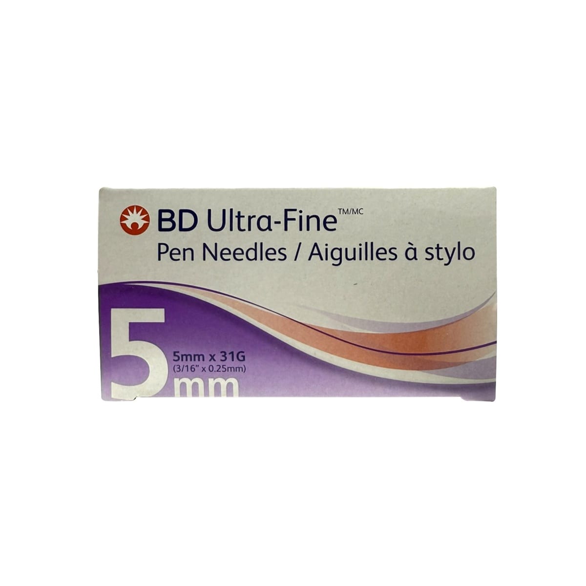 Product label for BD Ultra-Fine Insulin Pen Needles 5mm x 31G (100 count)