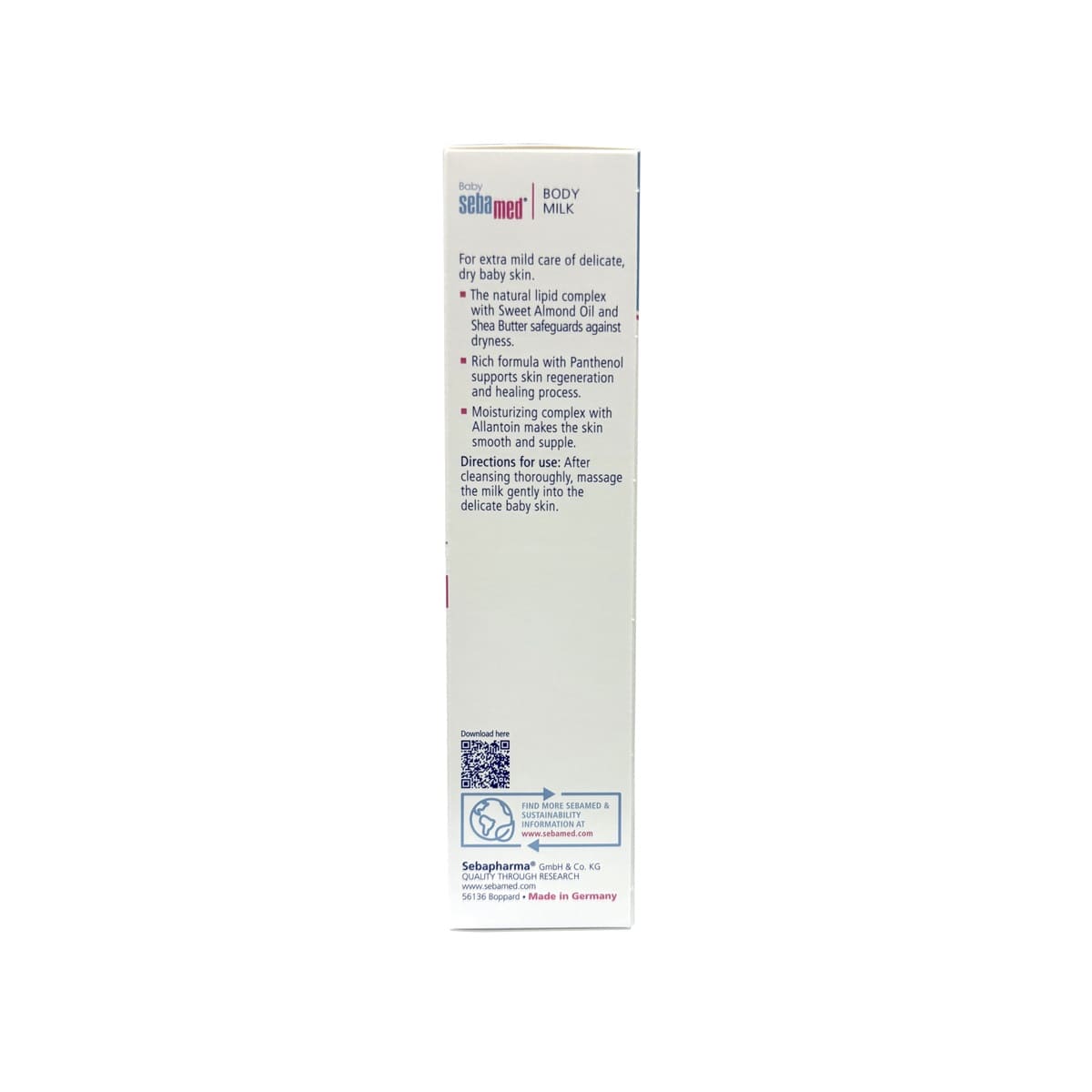 Features and directions for Baby Sebamed Body Milk (200 mL)