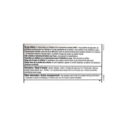 Warnings and directions for Bausch & Lomb Soothe Allergy Decongestant Eye Drops (15mL)