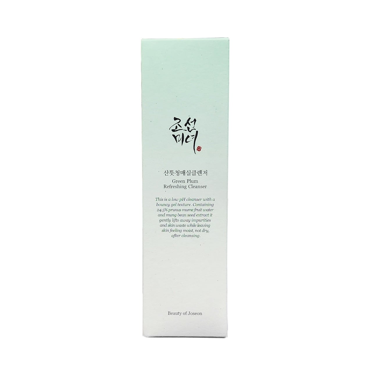 Product label for Beauty of Joseon Green Plum Refreshing Cleanser (100 mL)