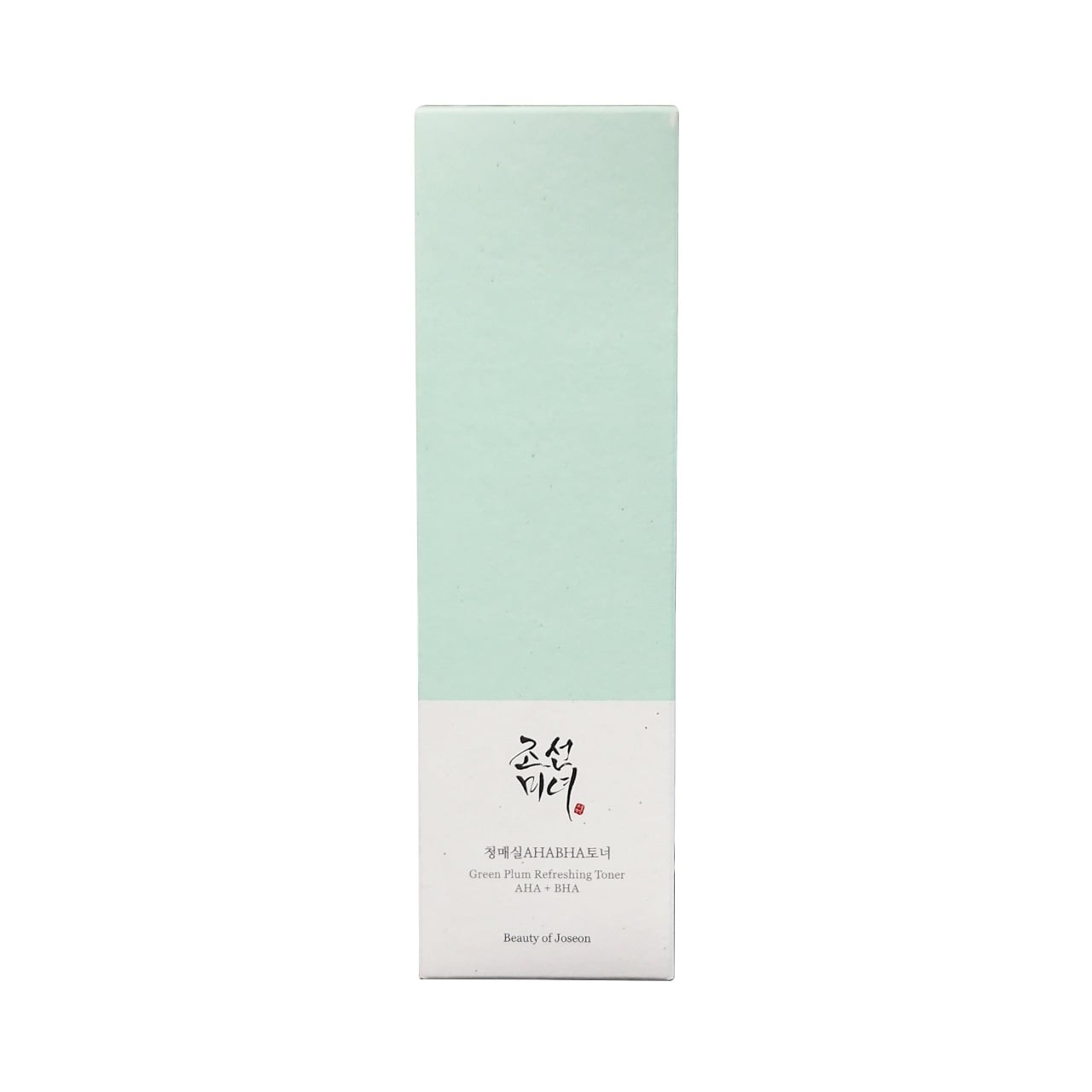 Product label for Beauty of Joseon Green Plum Refreshing Toner AHA BHA (150 mL)