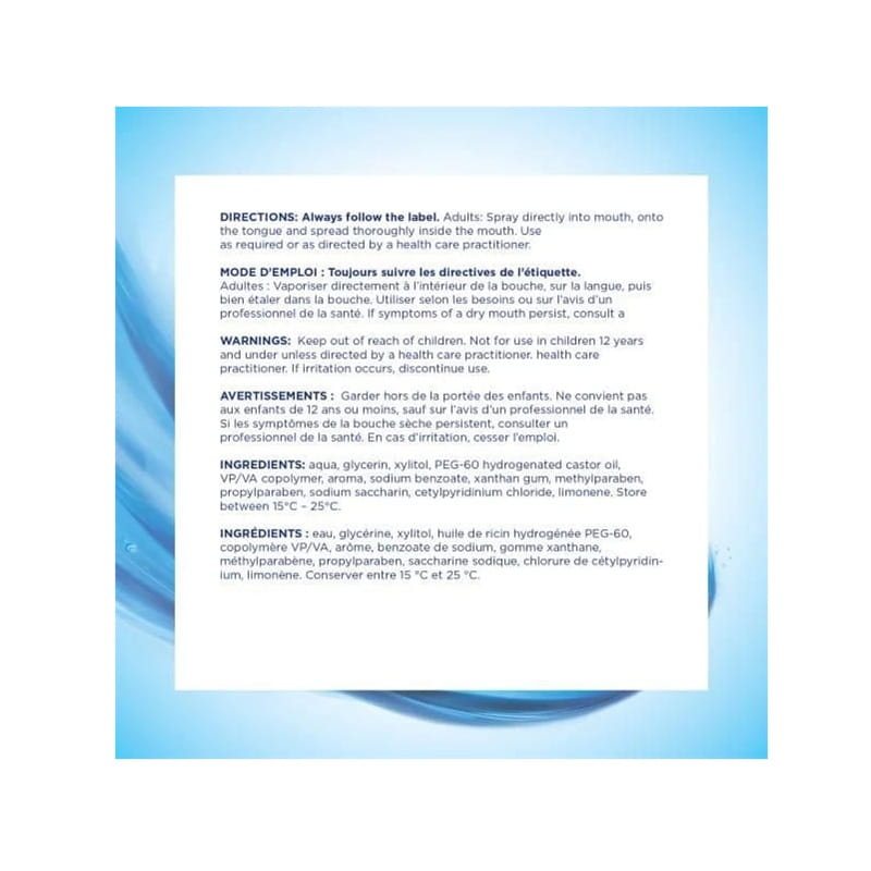 Directions, Warnings, Ingredients for Biotene Dry Mouth Moisturizing Spray (44 mL)