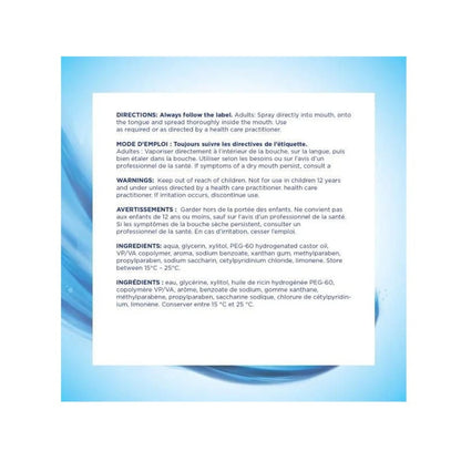 Directions, Warnings, Ingredients for Biotene Dry Mouth Moisturizing Spray (44 mL)