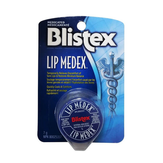 Product label for Blistex Lip Medex (7 grams)