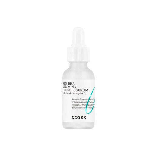 Bottle label for COSRX AHA BHA Vitamin C Booster Serum (30 mL)