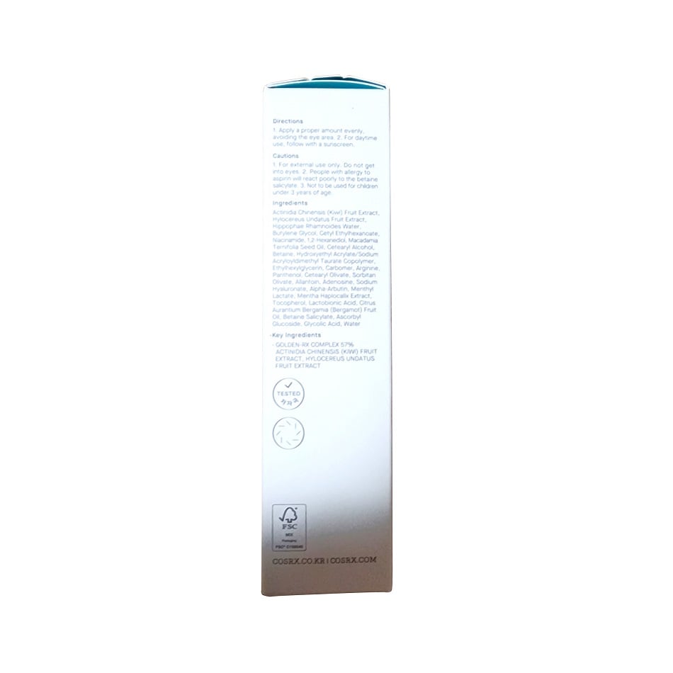 Directions, cautions, ingredients for COSRX AHA BHA Vitamin C Daily Cream (50 mL) in English