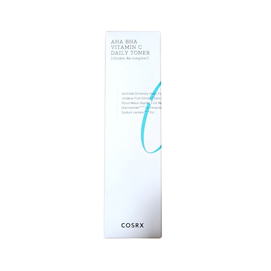 Product label for COSRX AHA BHA Vitamin C Daily Toner (150 mL)