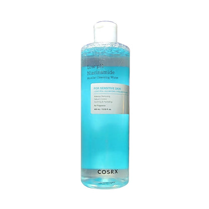Product label for COSRX Low pH Niacinamide Miceller Cleansing Water (400 mL)