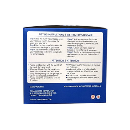 Instructions and cautions for Copy of CANADAMASQ Disposable Medical Masks (ASTM Level 3) Blue (50 count)