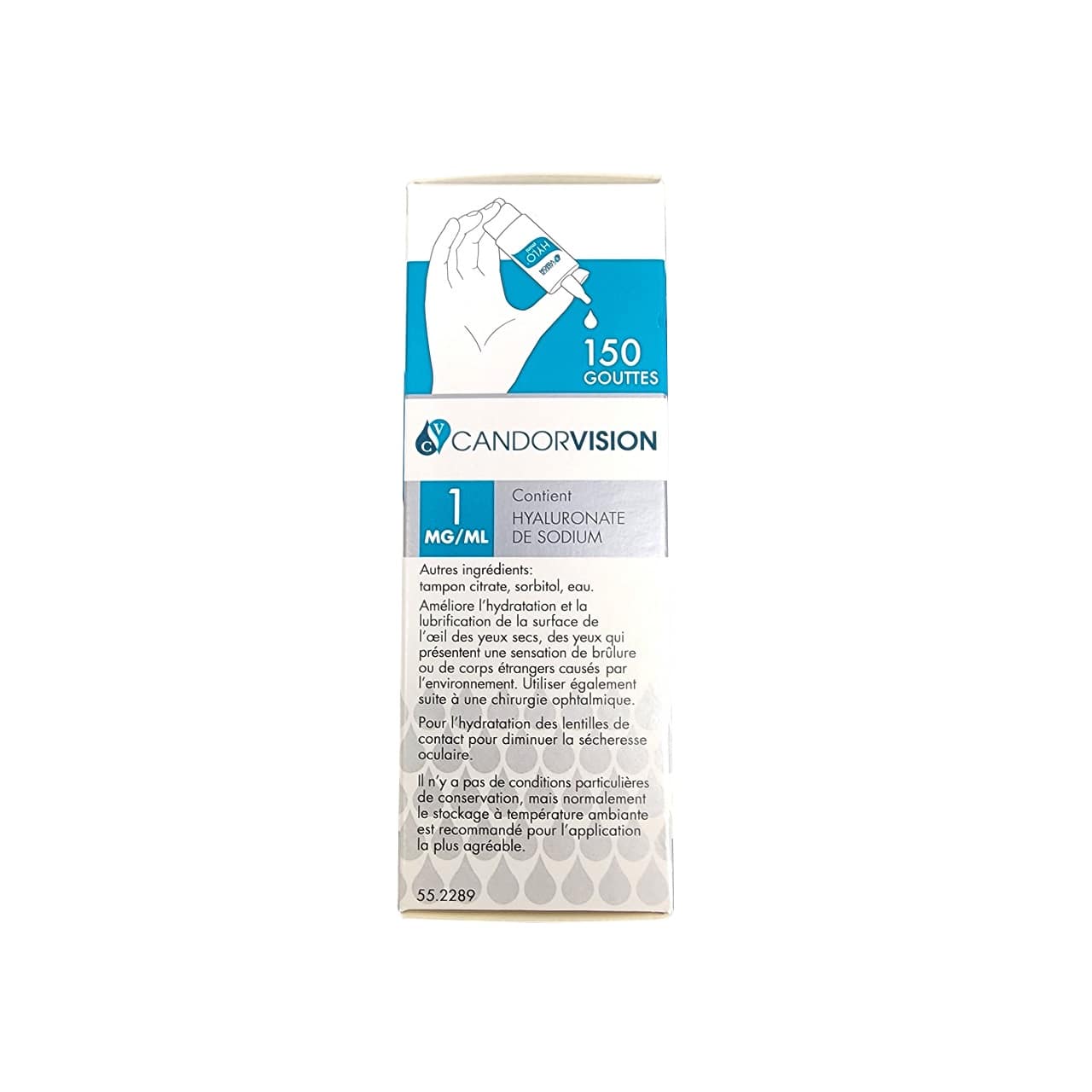 Ingredients for CandorVision Hylo Lubricating Eye Drops mini (5 mL) in French