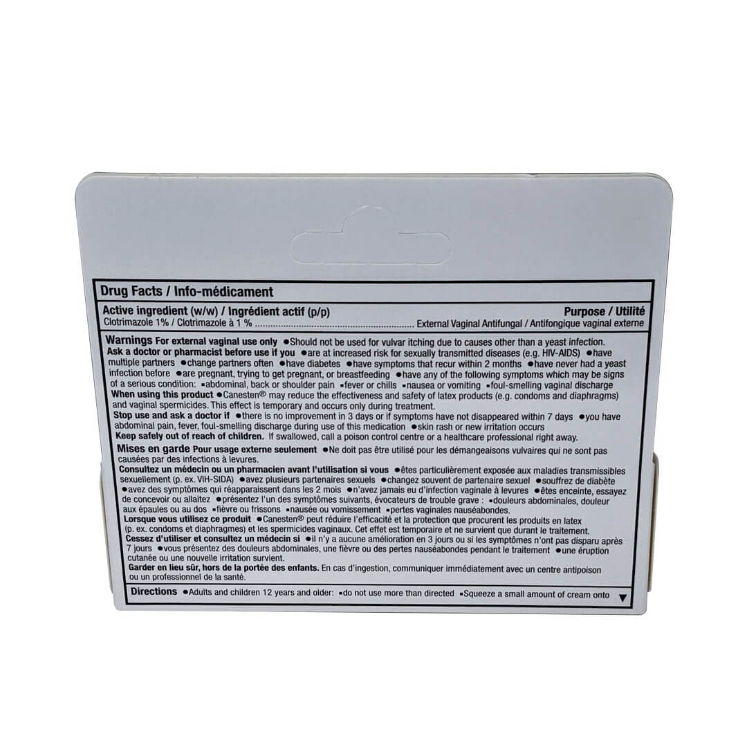 Ingredients, warnings, and directions for Canesten External Antifungal Cream (Clotrimazole 1%)