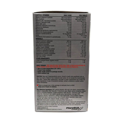 Ingredients, dosage, and caution for Centrum Advantage Multivitamin and Multimineral (100 tablets) in English