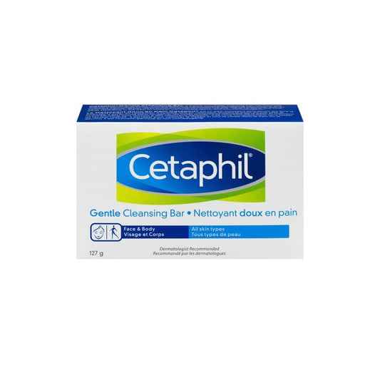Product label for Cetaphil Gentle Cleaning Bar for Sensitive Skin (127 grams) Horizontal