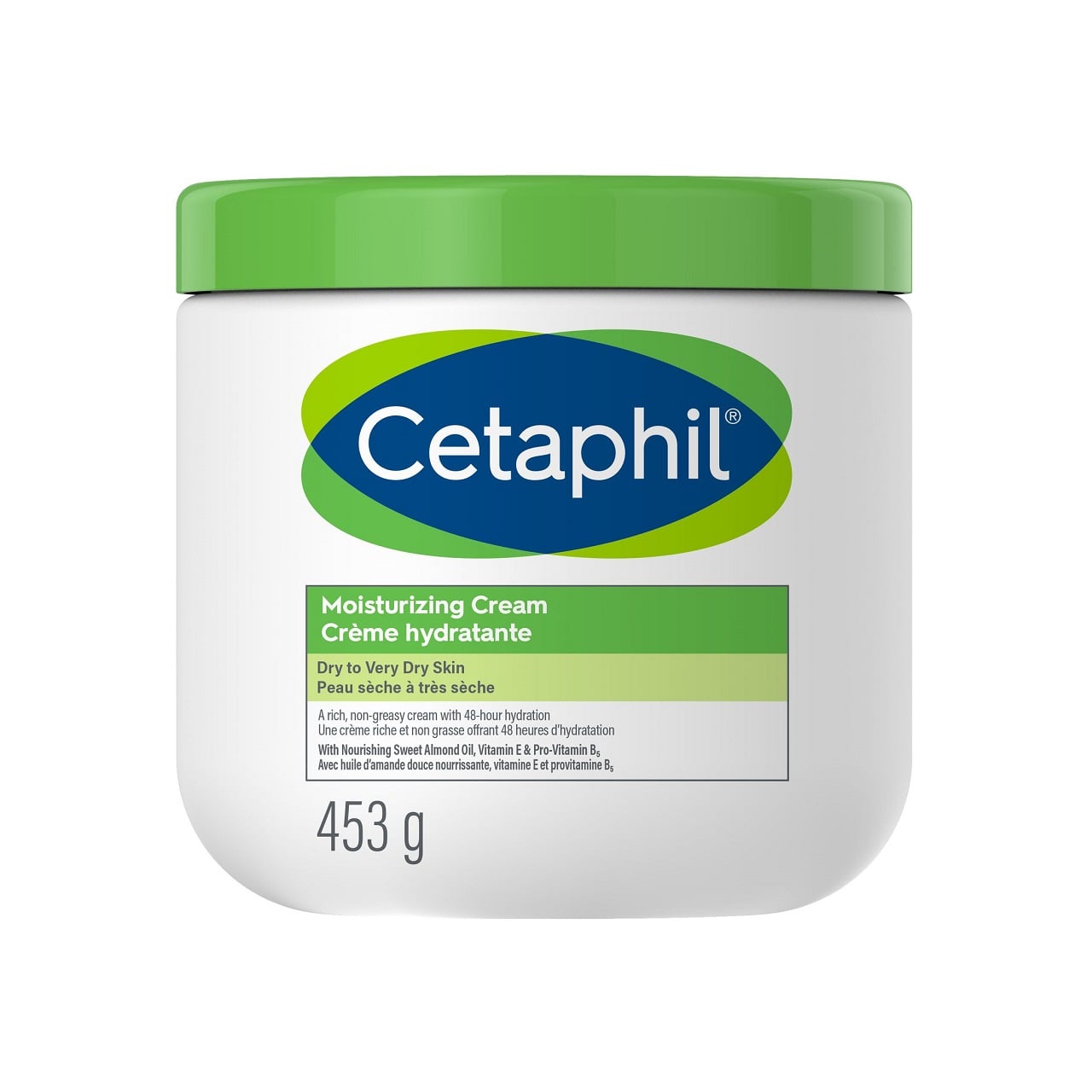 Product label for Cetaphil Moisturing Cream (453g)